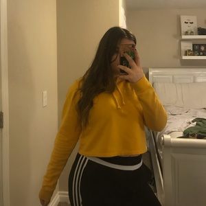 yellow cropped hoodie